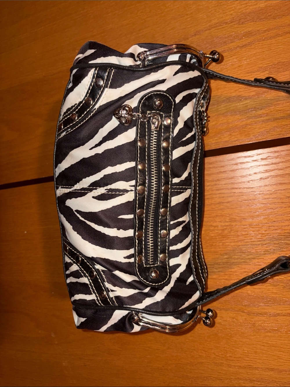 Kathy Van Zeeland Black and White Zebra shoulder bag